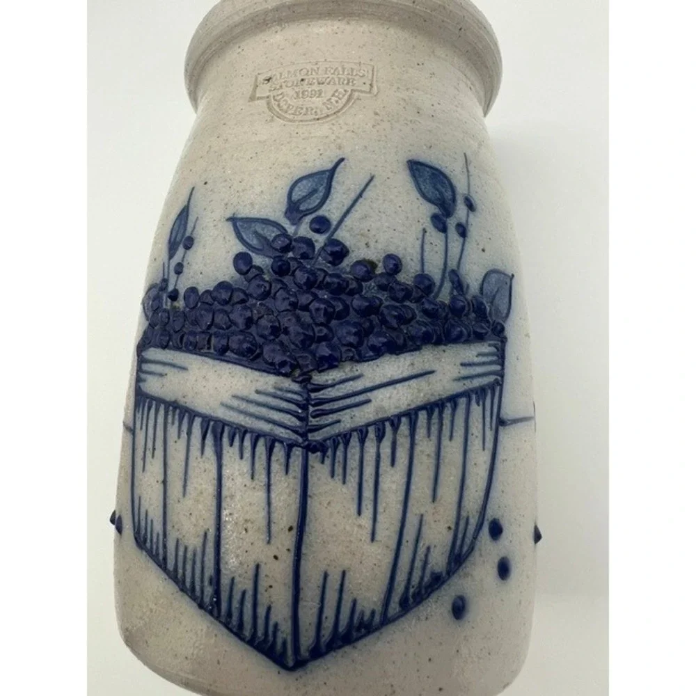 Salmon Falls Stoneware 1991 Blueberry Basket Salt Glazed Pottery Crock Dover NH